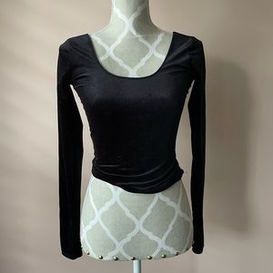 Black velvet long sleeve blouse
